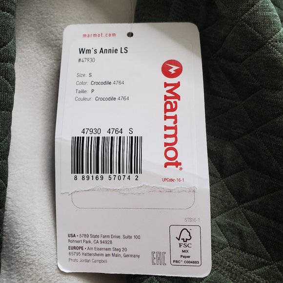Marmot Annie LS Sz Small Pullover Olive Green NWT - Picture 11 of 16
